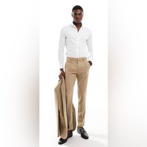 ASOS Design Men’s skinny wool mix suit pants in caramel basketweave texture